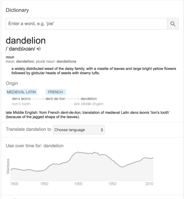 Google Define 蒲公英